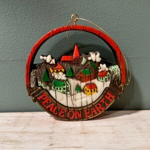 70s Vintage Hallmark Peace On Earth Keepsake Christmas Ornament | Rustic